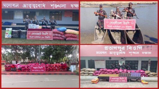 সিলেট সীমান্তে প্রায় দেড় কোটি টাকার অবৈধ পণ্য জব্দ