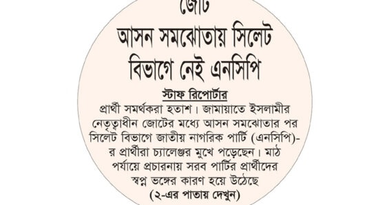 জোট আসন সমঝোতায় সিলেট বিভাগে নেই এনসিপি
