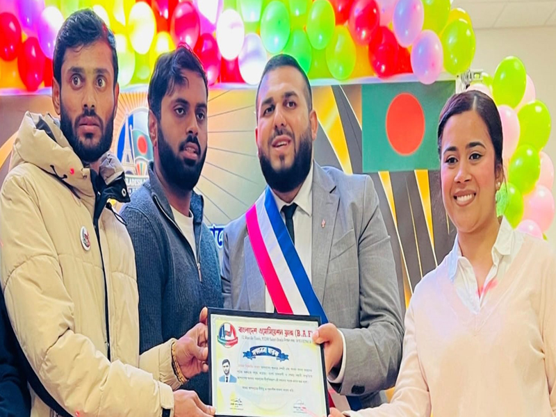 দৈনিক সিলেটের সংবাদ পত্রিকার সাংবাদিক’কে ফ্রান্সে সম্মাননা প্রদান