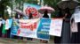 নারী ও শিশুর প্রতি সহিংসতার প্রতিবাদে  সিলেটে এমসি কলেজে ছাত্রীসংস্থার মানববন্ধন 