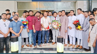 সাবেক ছাত্রনেতা জুনেদ আহমেদকে সিলেট বিমানবন্দরে সংবর্ধনা