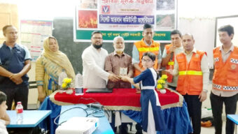 আম্বরখানায় সিলেট আরবান কমিউনিটি ভলেন্টিয়ার গ্রুপের দূর্যোগ বিষয়ক মহড়া