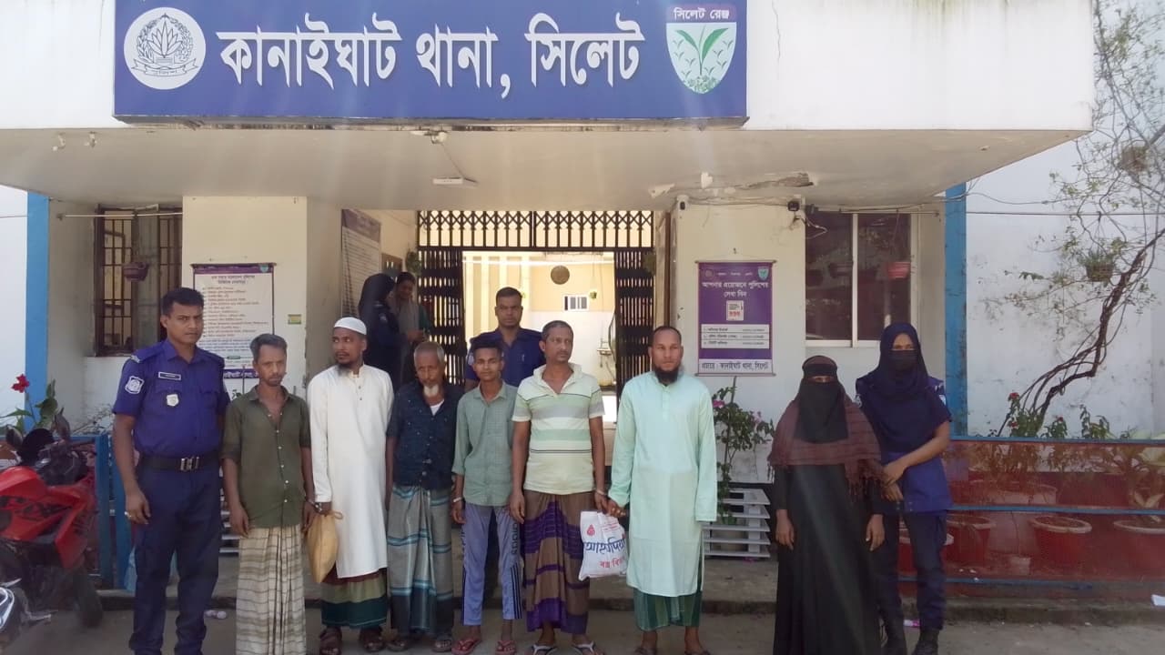 কানাইঘাটে পুলিশের অভিযানে পরোয়ানাভুক্ত ৭ আসামি গ্রেফতার